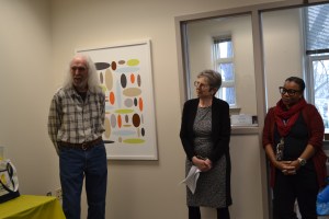 Mike Shove, Maggie Levenstein, and Ambyr Amen-Ra at Shove's retirement celebration