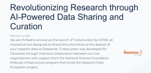 Dataverse website screenshot shows announcement titled