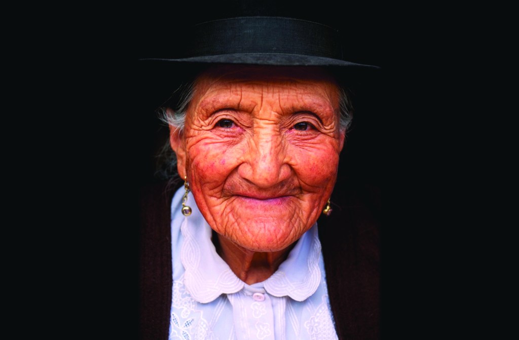 An older woman smiling peacefully
