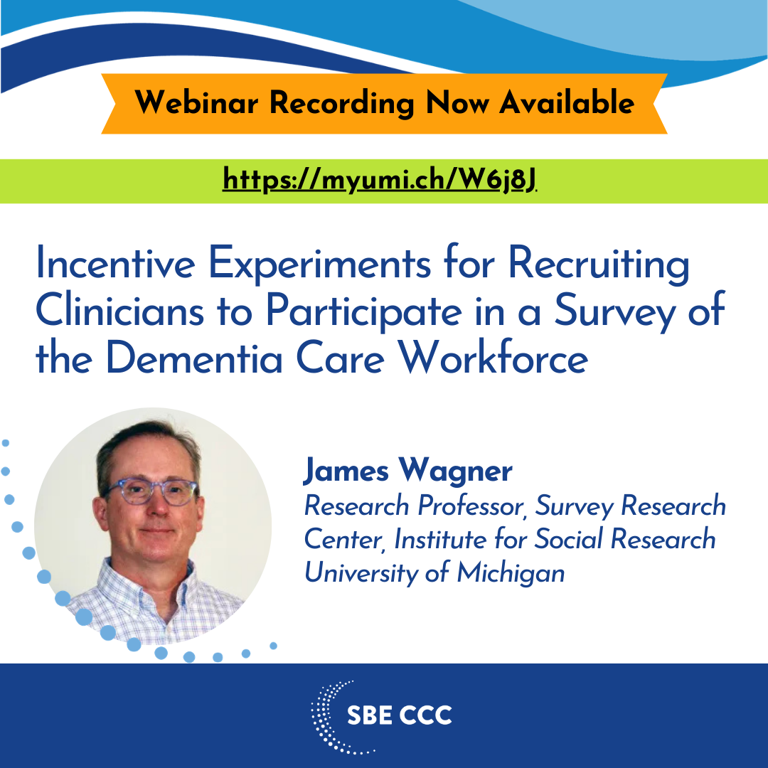 Infographic and link to the SBE CCC January 2026 webinar recording featuring a photo of speaker James Wagner