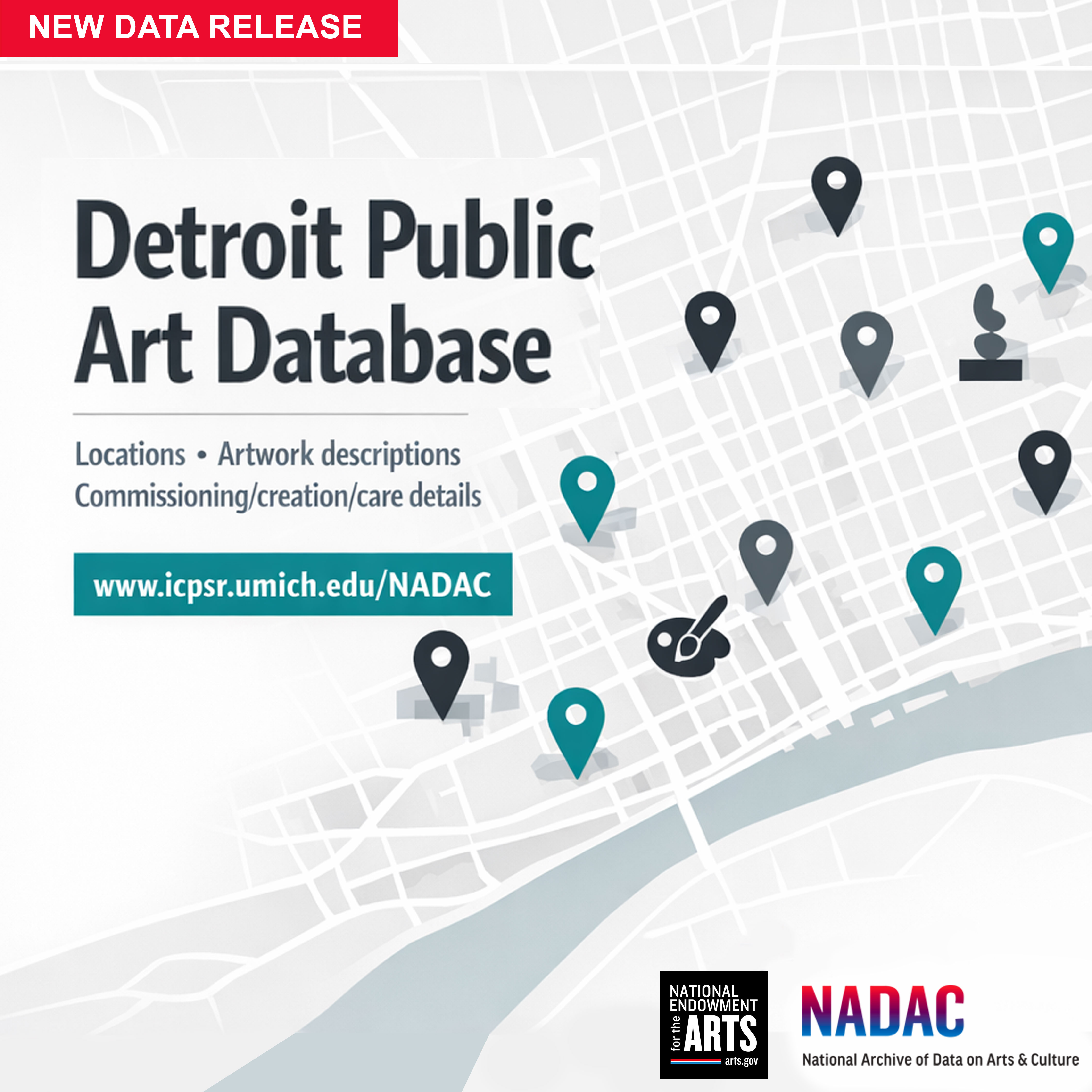 New Data Release: Detroit Public Art Database from Commissioning Public Art Through Community Engagement Arts to Improve Health and Social-Emotional Well-Being by Reducing Youth Firearm Injury, Detroit, Michigan, 2022-2025 (ICPSR 39450)
